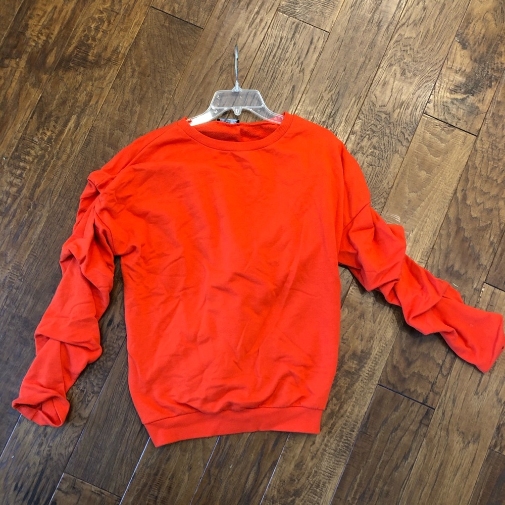 Zara Ruched Sleeve Sweater Top